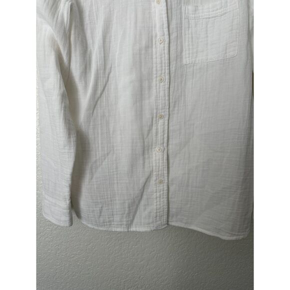 J. Crew Cotton Gauze Button Down White Long Sleeve Top Blouse Size Medium - Picture 3 of 7